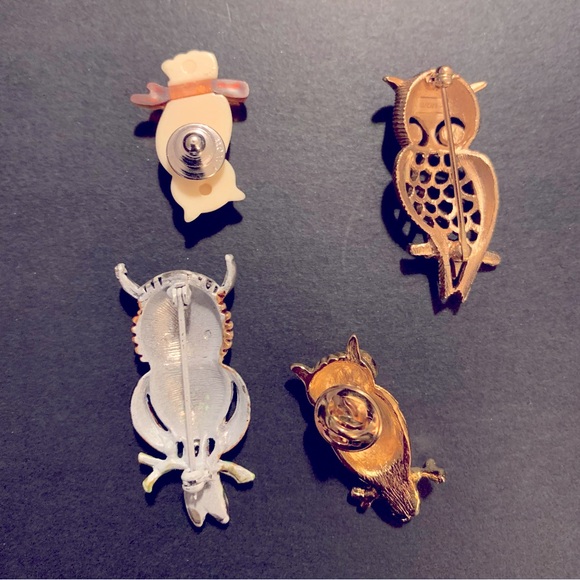 4 Vintage Owl Pins - Picture 2 of 2